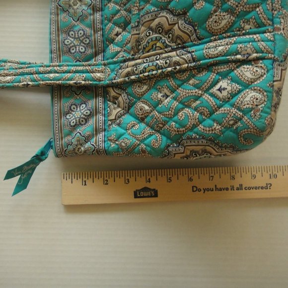 Vera Bradley TOTALLY TURQ  Shoulder Bag Tote Zip Top Purse Turquoise Paisley - Picture 12 of 14